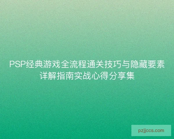 PSP经典游戏全流程通关技巧与隐藏要素详解指南实战心得分享集