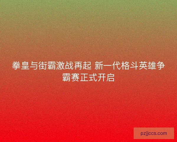 拳皇与街霸激战再起 新一代格斗英雄争霸赛正式开启