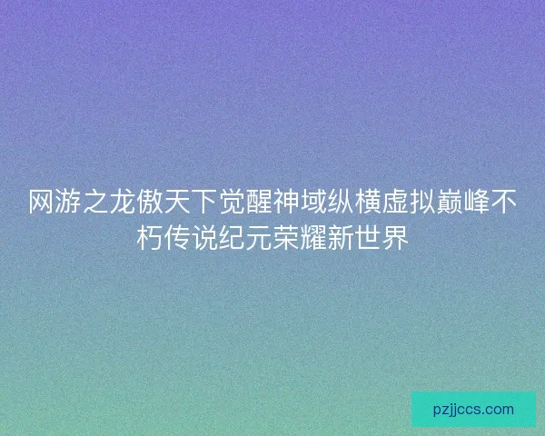 网游之龙傲天下觉醒神域纵横虚拟巅峰不朽传说纪元荣耀新世界