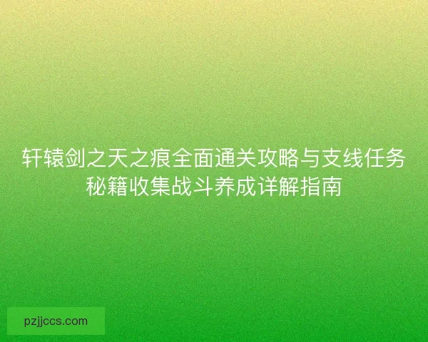 轩辕剑之天之痕全面通关攻略与支线任务秘籍收集战斗养成详解指南