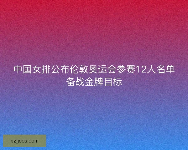 中国女排公布伦敦奥运会参赛12人名单备战金牌目标