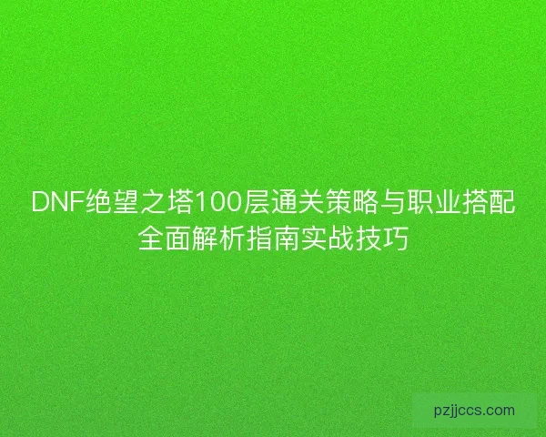 DNF绝望之塔100层通关策略与职业搭配全面解析指南实战技巧