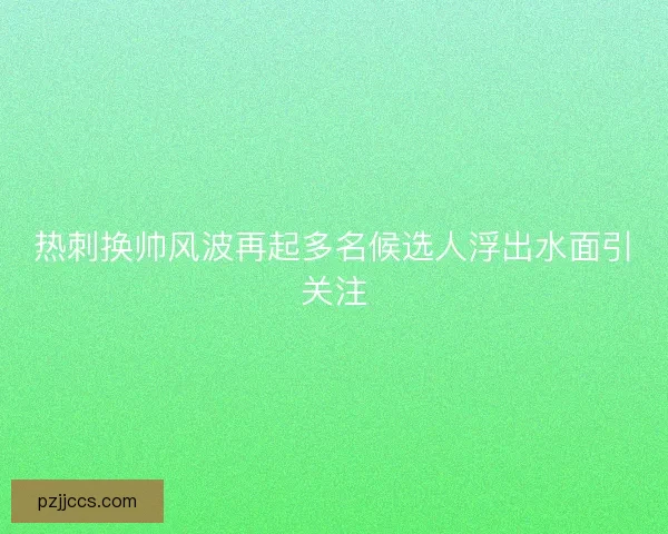 热刺换帅风波再起多名候选人浮出水面引关注